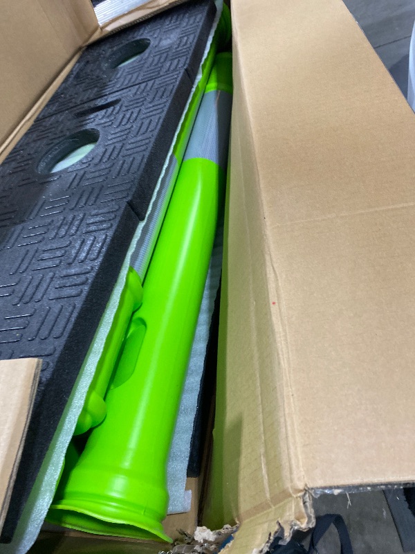 Photo 1 of RoadHero 45 Inch Delineator Post with Base, Portable Lime Green Traffic Delineator Posts Cones with Reflective Collars for Parking Lots, Road Safety, Construction Events (6 Pack)
