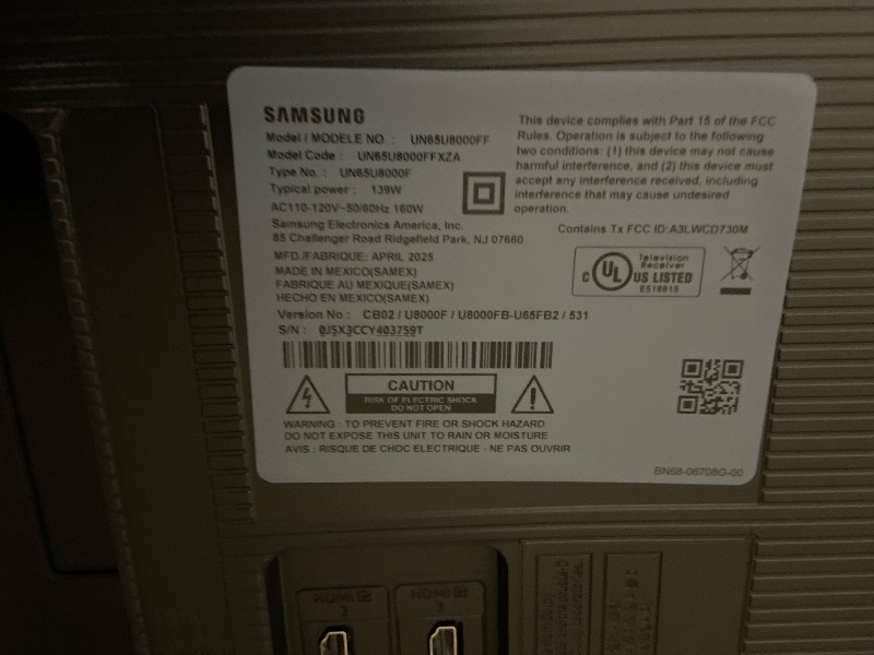 Photo 1 of Samsung 65-Inch Class Crystal UHD U8000F 4K Smart TV (2025 Model) Endless Free Content, Crystal Processor 4K, MetalStream Design, Knox Security, Alexa Built-in