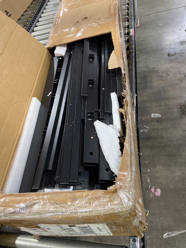 Photo 1 of Seventable Bed Frame Full Size with Charging Station, LED Bed with Upholstered Storage Headboard, Metal Platform Bed with Under Bed Storage, No Box Spring Needed, Noise Free, Easy Assembly, Grey