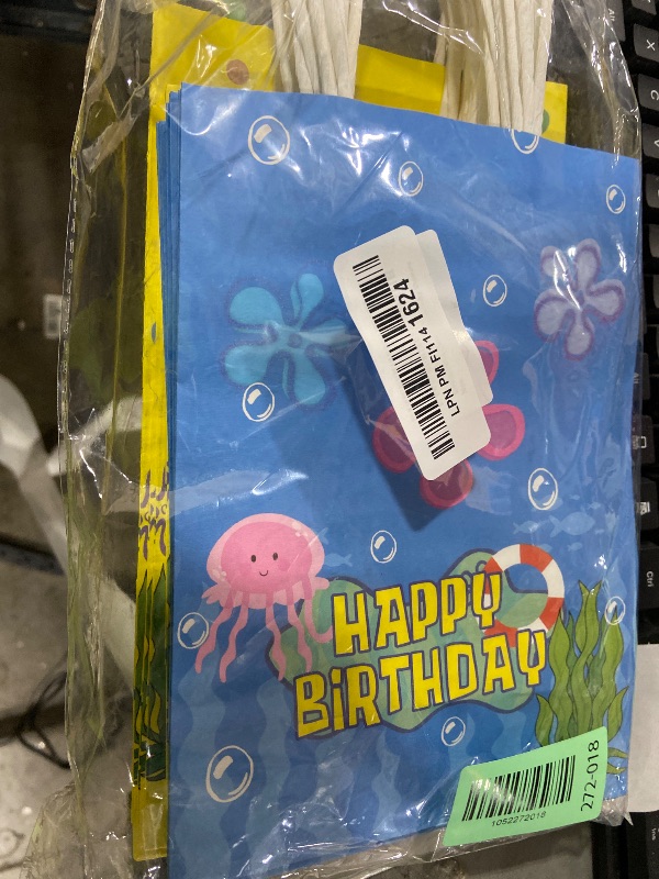 Photo 1 of Sanixin 24Pcs Cartoon Themed Happy Birthday Paper Gift Bags Tropical Ocean Themed Goodie Bags for Tropical Summer Birthday Party & Baby Showers