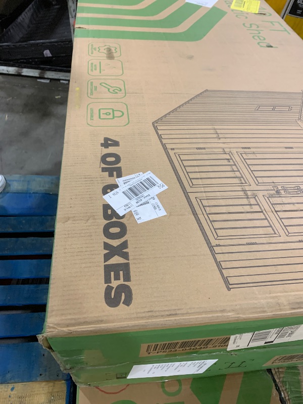 Photo 1 of Patiowell 8 x 10 FT Resin Outdoor Storage Shed with Floor, Plastic Shed with Window and Lockable Door for Garden, Backyard, Tool Storage Use, Easy to Install in Beige (Kick-it Shed)