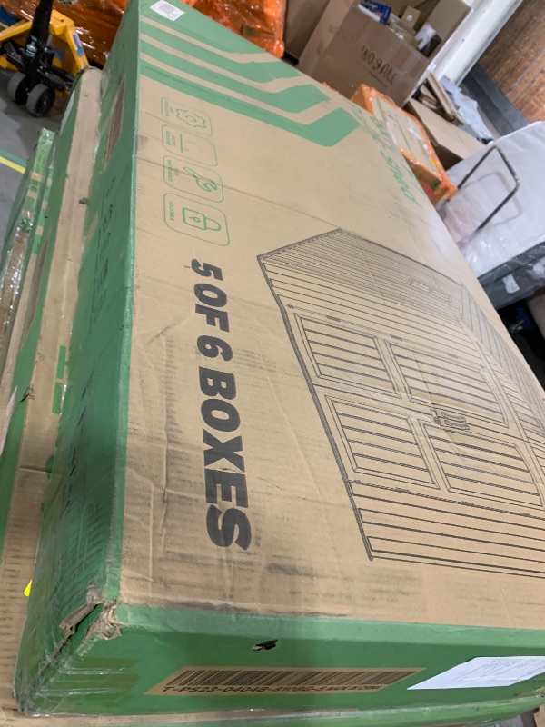 Photo 1 of Patiowell 8 x 10 FT Resin Outdoor Storage Shed with Floor, Plastic Shed with Window and Lockable Door for Garden, Backyard, Tool Storage Use, Easy to Install in Beige (Kick-it Shed)