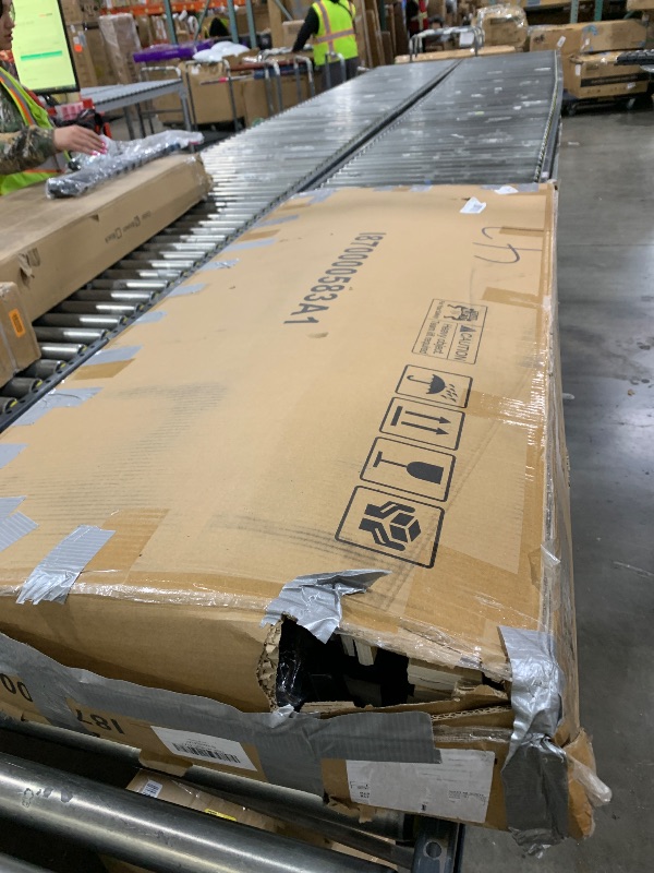 Photo 1 of Feonase Full Size Bed Frame with Charging Station, Upholstered Linen Bedframe with Wingback Headboard, Solid Wood Slats Support, Noise Free, No Box Spring Needed, Charcoal Grey