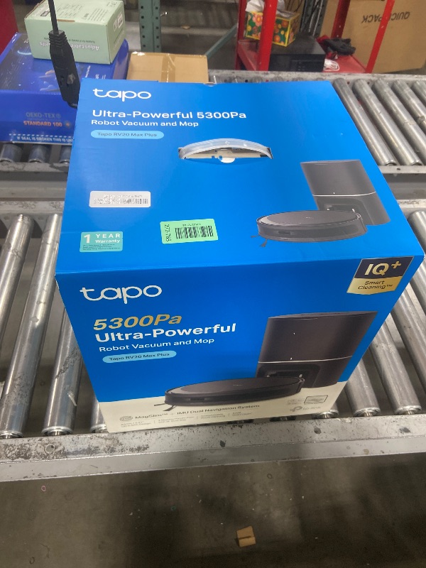 Photo 1 of Tapo Ultra-Slim LiDAR Smart Navigation Robot Vacuum and Mop with Self-Emptying Dock, 5300Pa Max, 97%+ Dust Pickup Rate, Self-Charging, Compatible with Alexa & Google Home, RV20 Max Plus