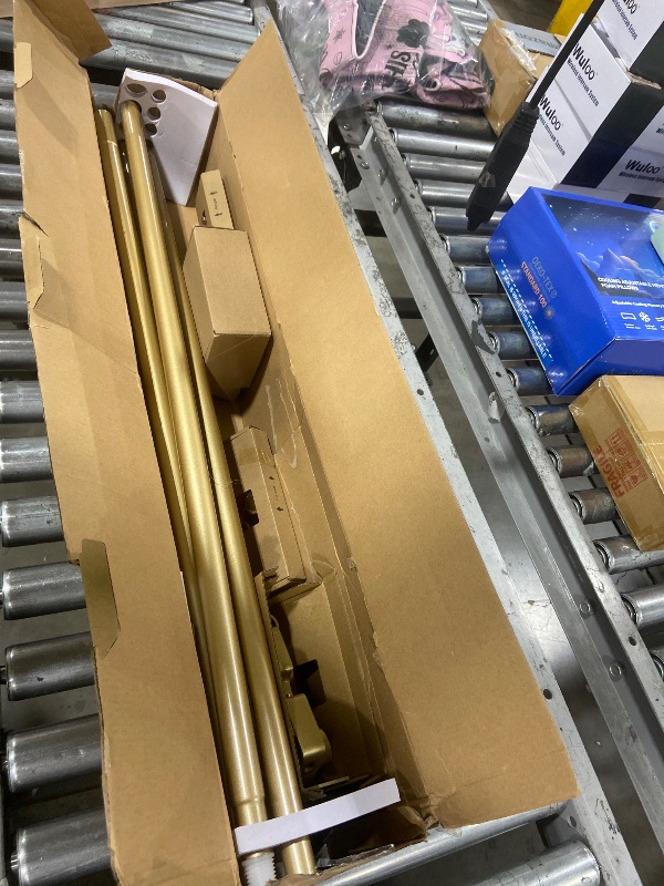 Photo 1 of 1 Inch Gold Double Curtain Rods for Windows 120 to 180 Inches, USFOOK Adjustable Heavy Duty Drapery Rods 140 to 195 Inches, Telescoping Dual Curtain Rod with Translucent Finials, Wall Mounted