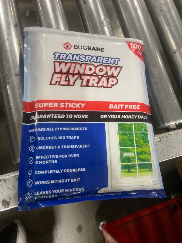 Photo 1 of 100 Window Fly Traps Sticky Non-Toxic Clear Fly Paper Indoor for Home. No Mess Flies Window Sticky Traps Bug Flies Strips Indoors. Fruit and Housefly Trap Indoor Flypaper Tape Gnat Catcher Killer