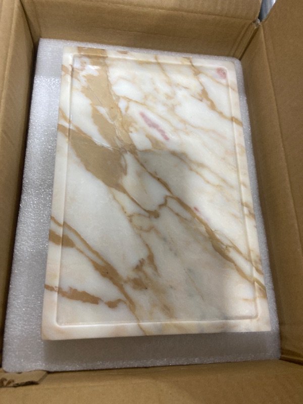 Photo 1 of 100% Natural Marble Serving Tray Luxury Marble Storage Tray for Home Decor Stone Tray for Bathroom/Kitchen/Vanity/Dresser,Plate Holder for Tissues, Candles, Towel
