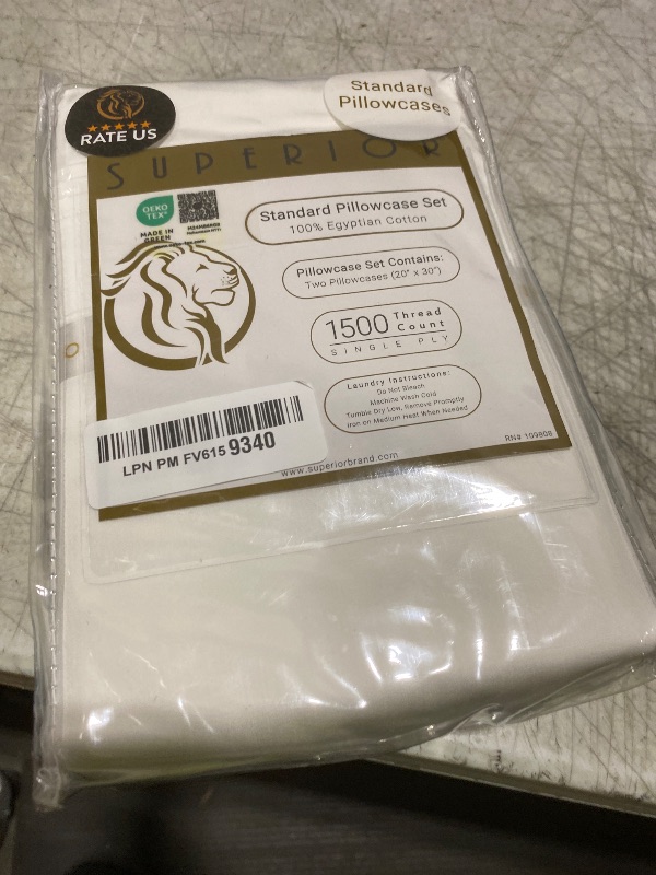 Photo 1 of 100% Egyptian Cotton 1500 Thread Count Oversized Standard Pillowcase Set Solid, White