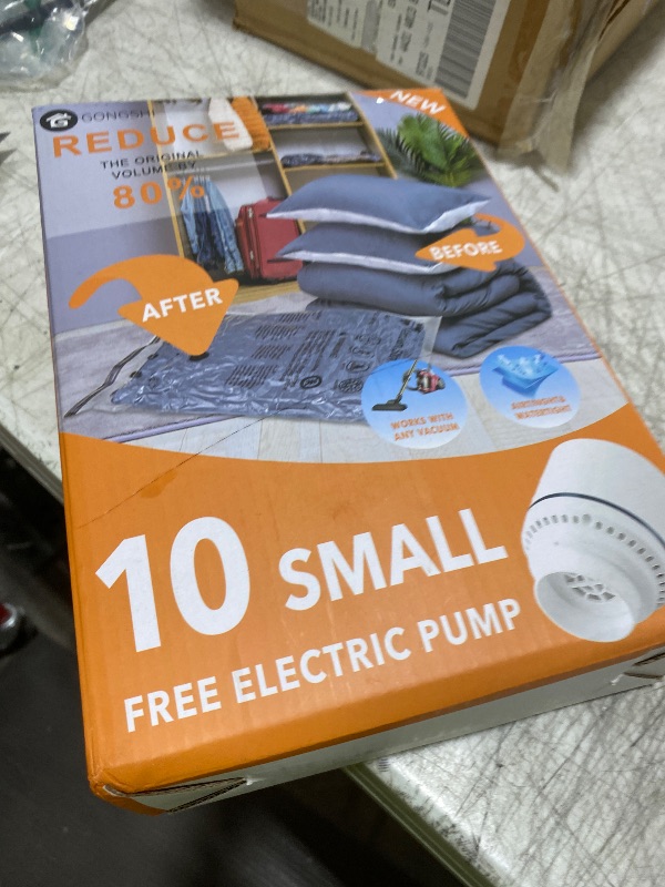 Photo 1 of 10 Small Vacuum Storage Bags with Electric Pump,Plastic Packaging Bags, Space Saver Bag for Clothes, Mattress, Blanket, Duvets, Pillows, Comforters, Travel