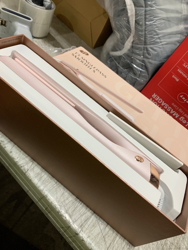 Photo 1 of T3 SinglePass Smooth X Professional Flat Iron with Extra-Long Ceramic Plates for Faster Styling, 9 Heat Settings for All Hair Types, For Straightening, Curling, and Waving