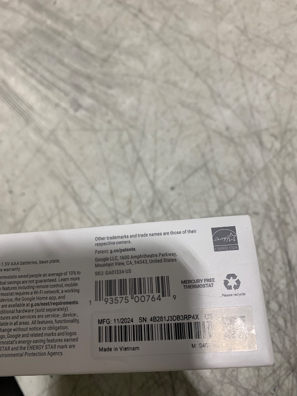 Photo 1 of Google Nest Thermostat - Smart Thermostat for Home - Programmable Wifi Thermostat - Snow