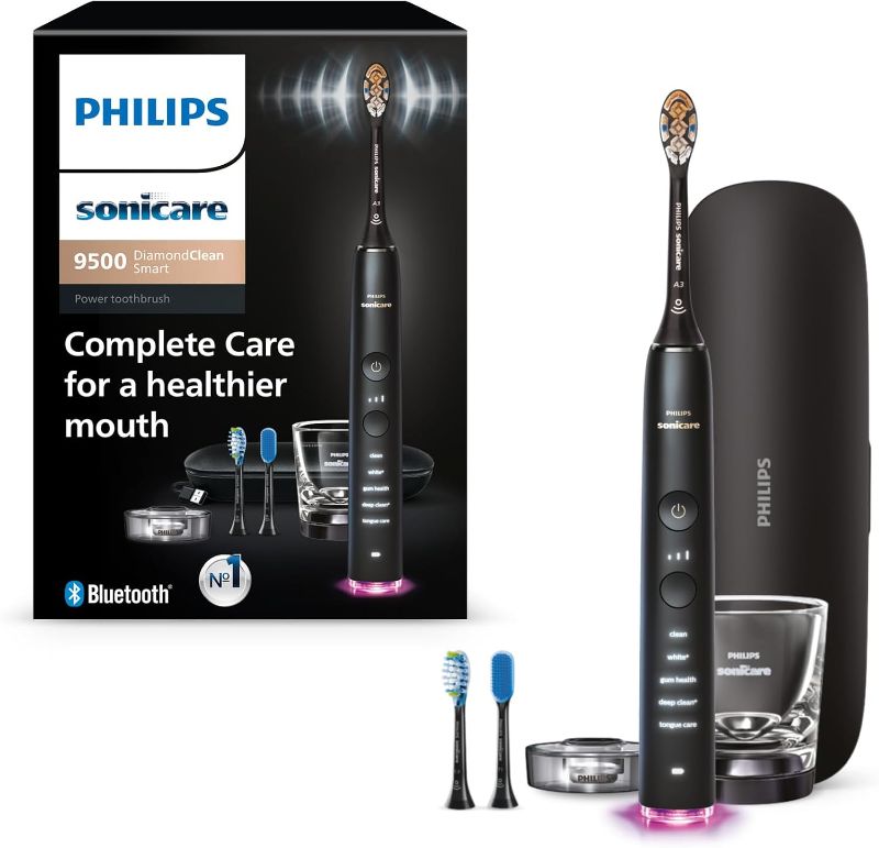 Photo 1 of Philips Sonicare DiamondClean Smart 9500 Electric Toothbrush, Sonic Toothbrush with App, Pressure Sensor, Brush Head Detection, 5 Brushing Modes and 3 Intensity Levels, White, Model HX9923/01