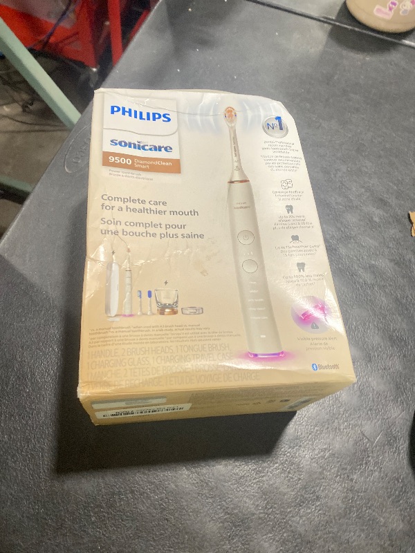 Photo 1 of Philips Sonicare DiamondClean Smart 9500 Electric Toothbrush, Sonic Toothbrush with App, Pressure Sensor, Brush Head Detection, 5 Brushing Modes and 3 Intensity Levels, Rosegold, Model HX9923/61
