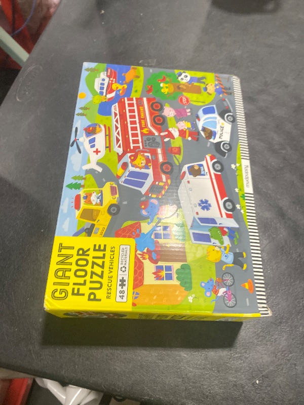 Photo 1 of Mudpuppy Rescue Vehicles – 48 Piece Giant Floor Jigsaw Puzzle Featuring A Colorful Scene of Different Kinds of Rescue Transportation Vehicles and Adorable Rescue Characters