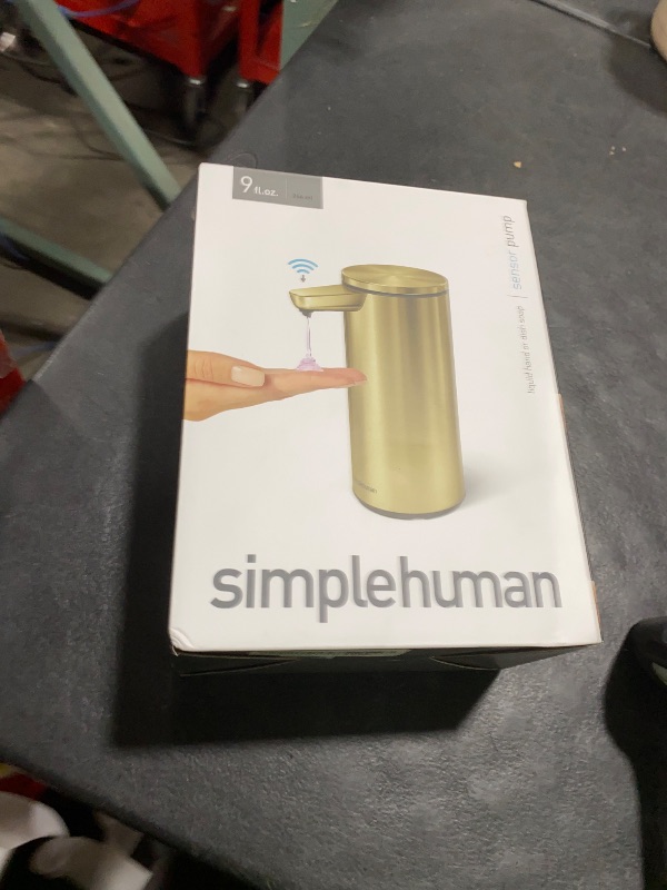 Photo 1 of simplehuman 9 oz. Touch-Free Automatic Rechargeable Sensor Pump, Brass Stainless Steel, New