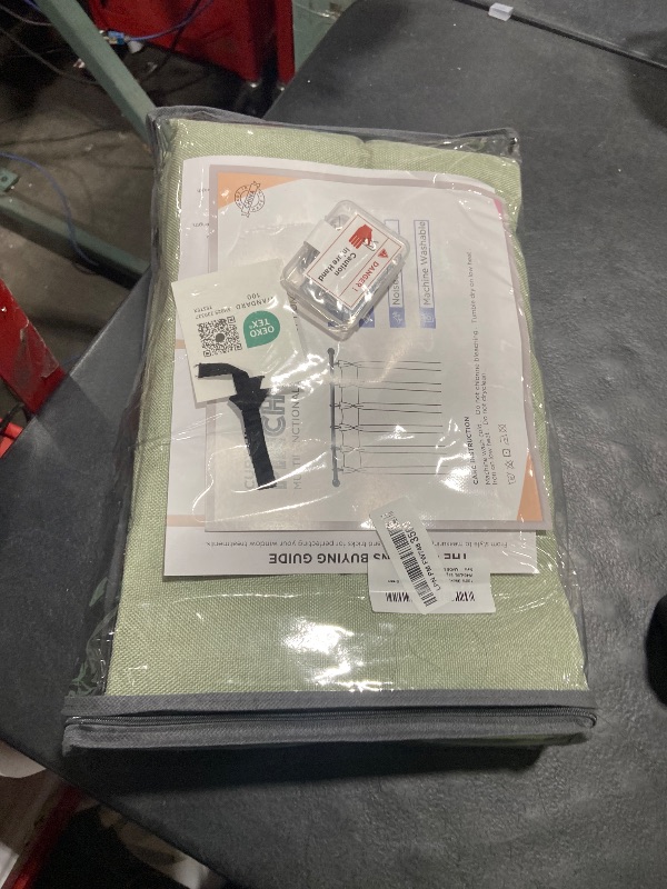 Photo 1 of 100% Blackout Shield Linen Look Textured Pinch Pleated Curtains Blackout Drapes 96 Inch Long 2 Panels Set, Faux Linen Blackout Curtains for Bedroom & Living Room, 40" W x 96" L, Sage Green