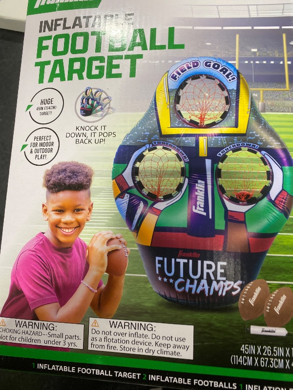 Photo 1 of Franklin Sports Kids Football Target Toss Game with 3 Target Holes - 2 7.25" Footballs Included with Pump - 45" Tall