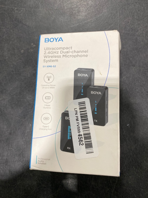 Photo 1 of BOYA BY-XM6-S2 Mini 2.4GHz Dual Channel Lavalier Microphone System for DSLR Cameras, iPhones, and Android Devices