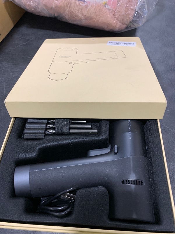 Photo 1 of HOTO Cordless Brushless Drill 12V, LED Display Screen, 30 Precision Gears, 2 Working Modes, 2000mAh Battery, 266 In-lbs (30N·m) Torque, 3/8 Inch Keyless Chuck, 1400RPM, 10 x Bits, 8 x Drill Bits