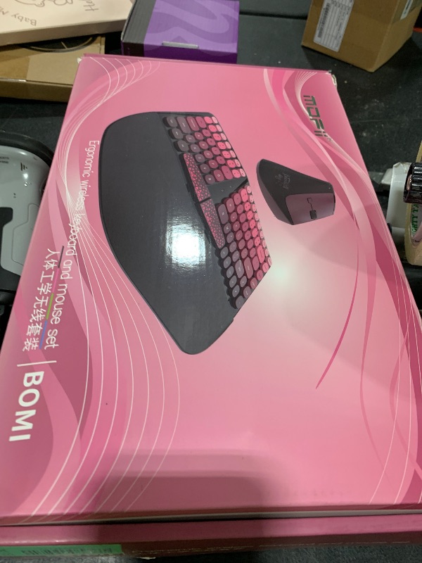 Photo 1 of Ergonomic Wireless Keyboard and Mouse Set Wireless Keyboard Silent Mice Set with Wrist Rest for Computer, Laptop, PC, Mac, Windows Black Pink