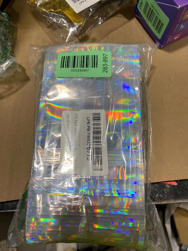 Photo 1 of 100 Pack Holographic Resealable Plastic Bags for Food Storage, Zipper Bags with Clear Front Window, Packaging Pouch for Small Business (100 Pack, 4x6 inch)