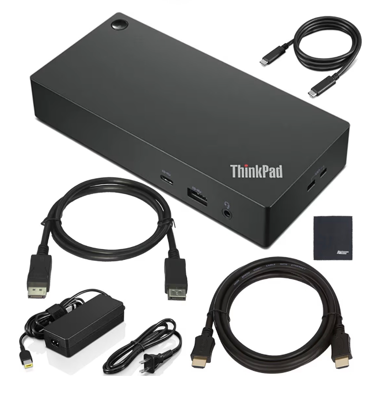 Photo 1 of Lenovo ThinkPad USB Type-C Dock Gen 2 con 4K (40AY0090US) + cable HDMI ZoomSpeed (con Ethernet) + cable DisplayPort ZoomSpeed + paquete de inicio