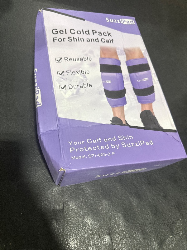Photo 1 of SuzziPad 360° Cold Pack for Calf, Shin, Arm & Elbow – Ice Wrap with Dual-Cover Design, Adjustable Velcro Straps, Leakproof & Reusable Cold Compress for Post-Workout Recovery (2 Packs), Purple