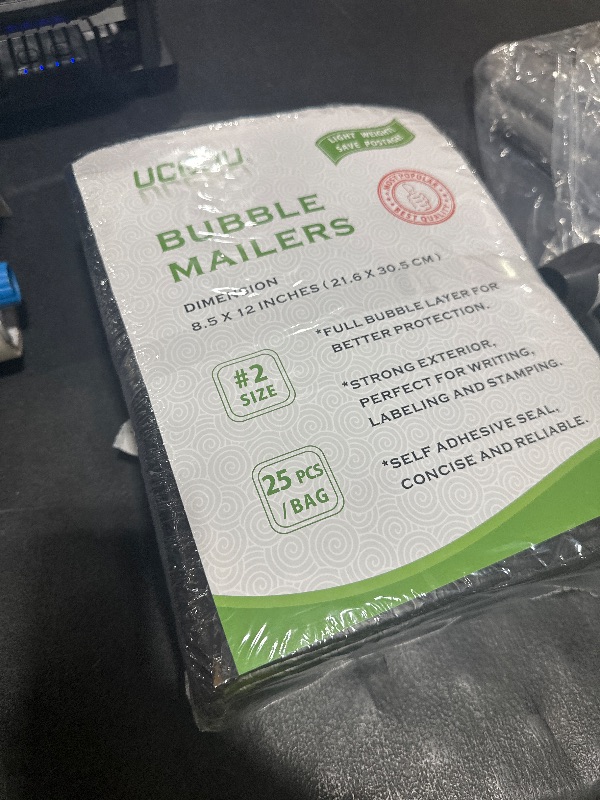 Photo 1 of UCGOU Bubble Mailers 8.5x12 Inch Black 25 Pack Usable Size 8.5x11 Poly Padded Envelopes #2 Medium Mailing Opaque Packaging Postal Self Seal Waterproof Boutique Shipping Bags for Clothes Makeup
