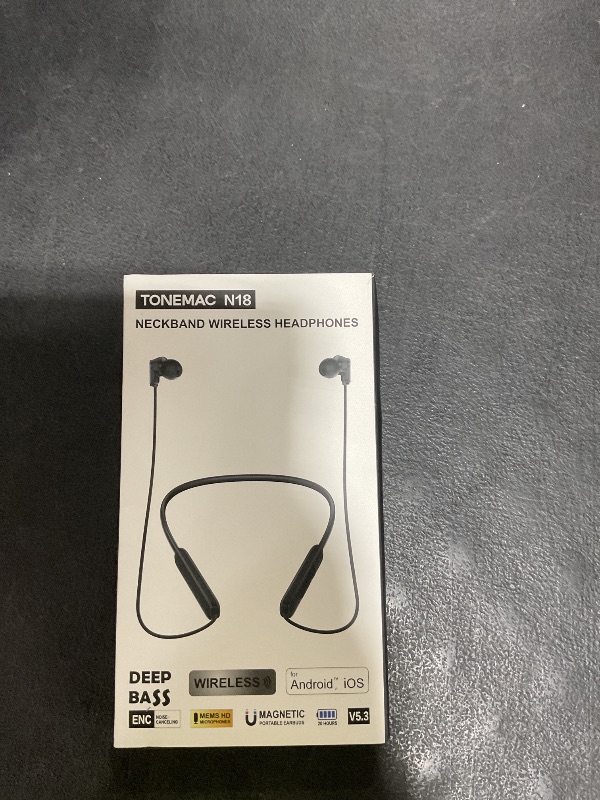 Photo 1 of N18 Neckband Bluetooth Earbuds, Wireless Bluetooth 5.2 Headphones with Microphone, Ultra-Lightweight Comfort, IPX7 Waterproof, Deep Bass Strong Beat, 20H Playtime, Magnetic Earphones (Black)