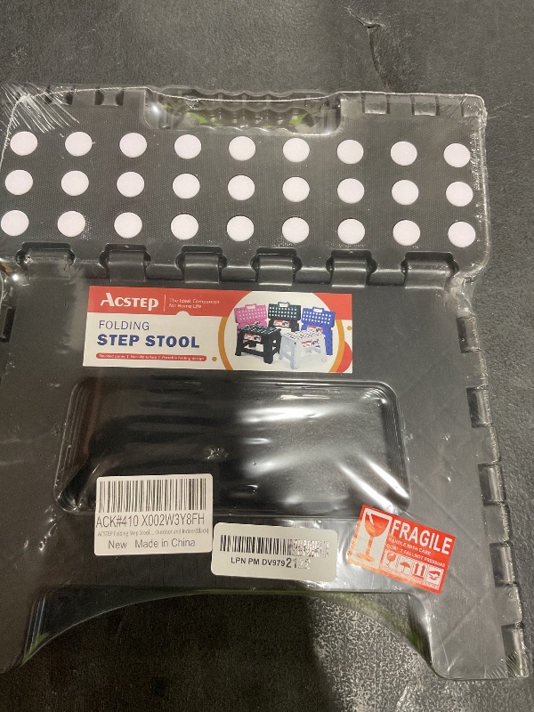 Photo 1 of ACSTEP Folding Step Stool 9'' Tall Kids Step Stool Holds Up to 300 lb Plastic Foldable Step Stools for Kids Non-Slip Surface with Carry Handle Collapsible Stool for Home, Outdoor and Indoor(Black)