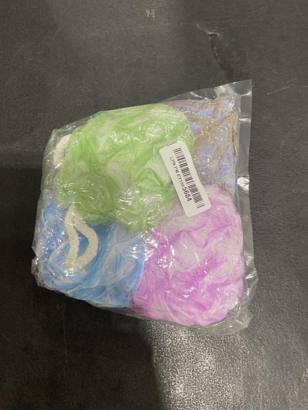 Photo 1 of Tbestmax 4 Pack Bath Sponge Pouf Shower Loofah Body Scrubber Exfoliator, 60g/Piece - 4 Colors