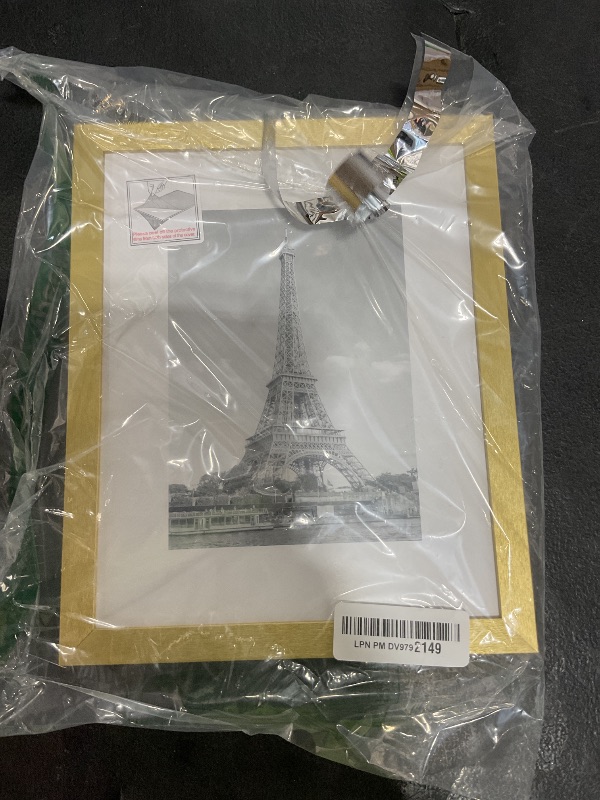 Photo 1 of upsimples 8x10 Picture Frame, Display Pictures 5x7 with Mat or 8x10 Without Mat, Wall Hanging Photo Frame, Gold, 1 Pack
