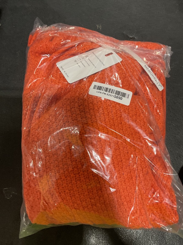 Photo 1 of MEROKEETY Women's 2025 Fall Open Front Chunky Knit Sweater Oversized Lantern Sleeve Cardigan Outwear, Orange, Small