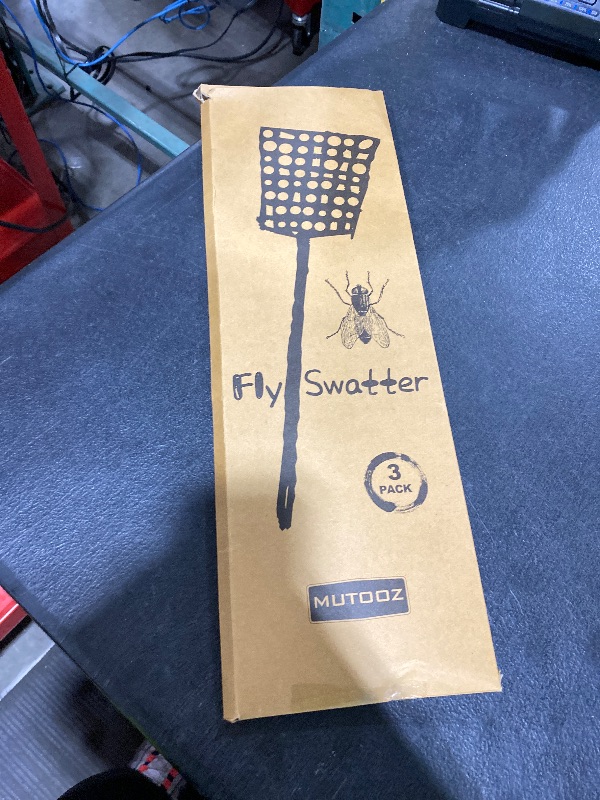 Photo 1 of MUTOOZ Fly Swatter Multi-pacl Manual, Flexible & Heavy Duty Fly Swatters Thick Handle, Black 3 Pack
