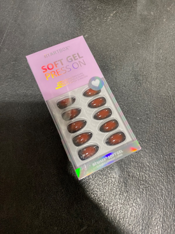 Photo 1 of BTArtbox Press On Nails Short - Vampire Kiss, Red and Black Almond Halloween Press on Nails with Nail Glue, Soft Gel Glue On Nails in 16 Sizes - 32 Stick On Nails Kit