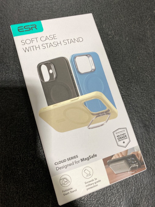 Photo 1 of ESR for iPhone 16 Case, Camera Control Button Silicone Case with Stand, Compatible with MagSafe, Built-in Camera Stash Stand, Magnetic Phone Case, Cloud Series, Ultramarine
