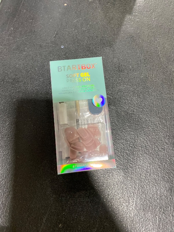Photo 1 of BTArtbox Press On Nails Short - Taro Nude Squoval Fall Press On Nails with Glue for Women, Opaque Soft Gel Glue On Nails in 15 Sizes - 30 Stick On Nails Kit, Clay Kiss
