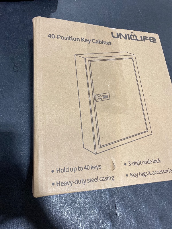 Photo 1 of Uniclife 40 Position Key Cabinet with Combination Lock Resettable Black Digital Security Storage Box Steel Key Organizer with Adjustable Racks Colorful Key Tag Labels and Hooks