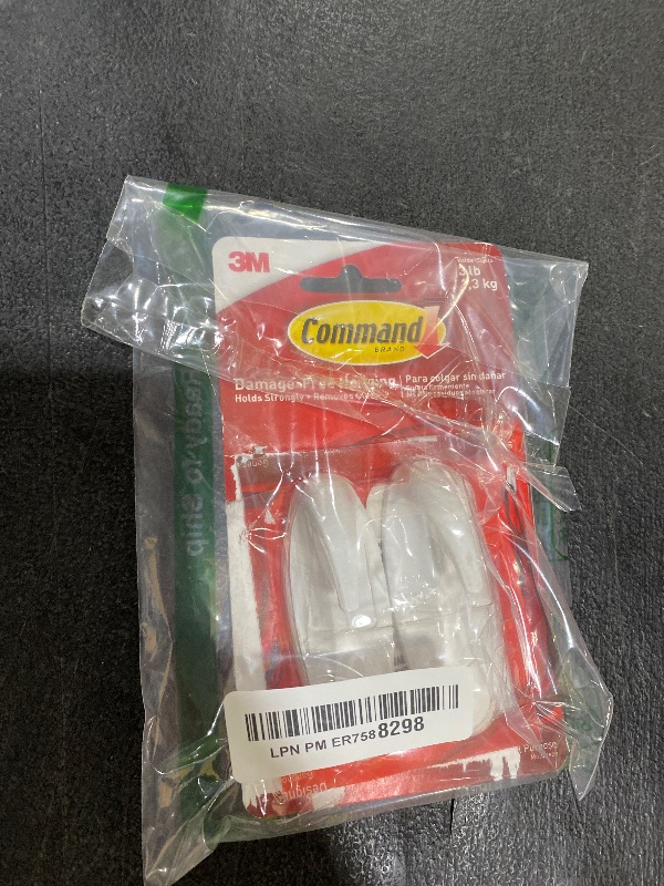 Photo 1 of Command Medium Designer Hooks, 2 Hooks and 4 Command Strips, Damage-Free Hanging Wall Hooks with Adhesive Strips, No Tools Adhesive Hooks for Hanging, Organization and Storage, Holds up to 3 lb