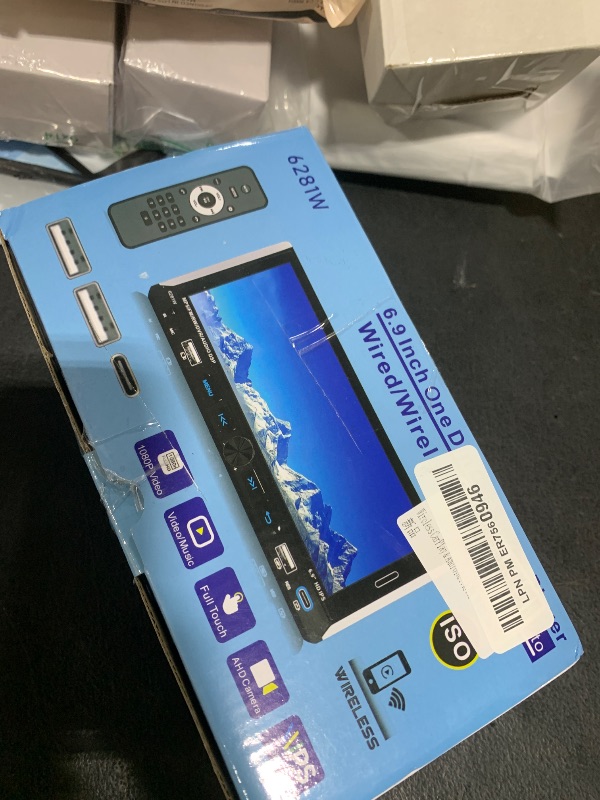 Photo 1 of 6.9" Wireless CarPlay Single Din Car Stereo, G+G HD IPS Single Din Touchscreen Car Stereo with Bluetooth 5.0, MirrorLink, FM, 10 Band EQ, 2-USB, Type-C, 8 LED Night Vision Backup Camera, Android Auto
