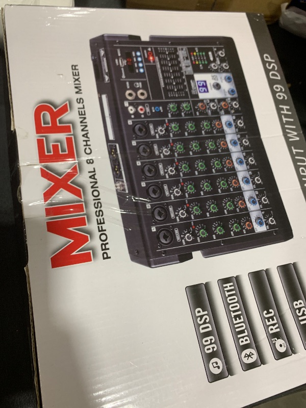 Photo 1 of 8 Channel Audio Interface DJ Mixing Sound Board 16 DSP Digital Effects With 40khz/24bit Bluetooth USB Rac Interface As Mp3 Player Audio Mixer For Karaoke Streaming Recording