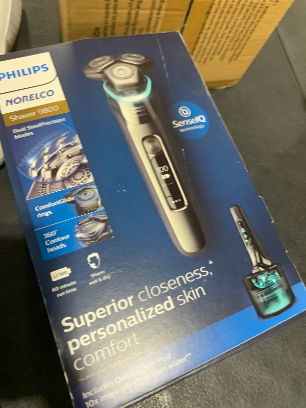 Photo 1 of Philips Norelco Shaver Series 9000, Wet and Dry Electric Shaver, with Lift & Cut Shaving System and SenseIQ Technology, Pop-up Trimmer, Cleaning Pod, Charging Stand and Travel Case, Model S9987/85