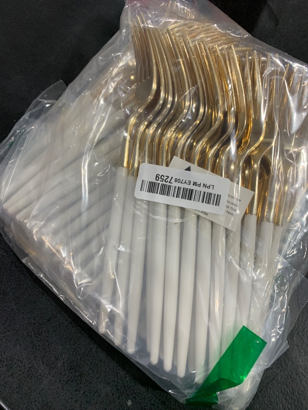 Photo 1 of SUT Gold Plastic Silverware, 160Pcs Gold Utensils Set Disposable, 80 Gold Plastic Forks, 40 Gold Knives, 40 Gold Spoons, Gold Plastic Cutlery for Parties, Dinners, Weddings(White Gold)