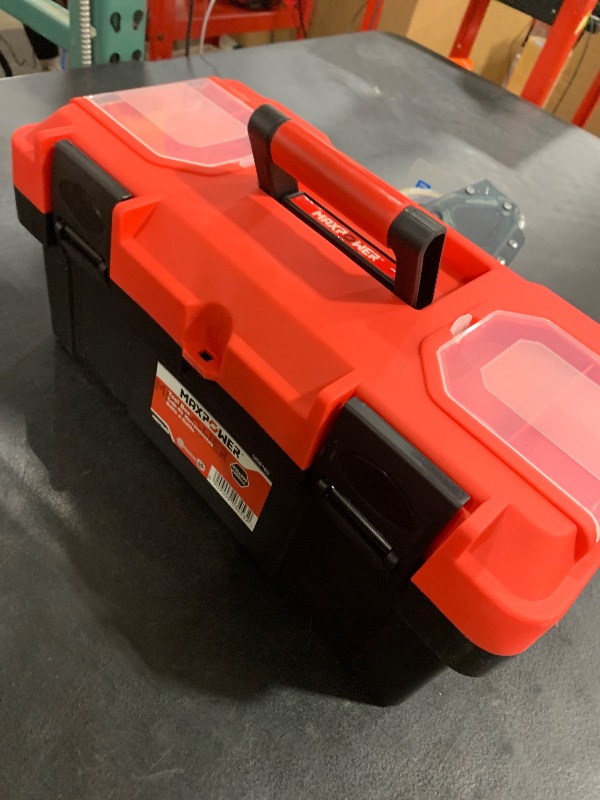 Photo 1 of MAXPOWER Tool Box 16 inch, Plastic Small Tool Box with Latch and Removable Tray, Lockable Toolbox for Home
