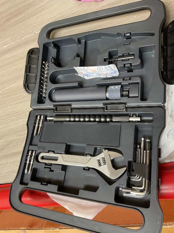 Photo 1 of HOTO 40-Piece Tool Kit, Household Essentials tool set w/Smart Electric Screwdriver (LED, 3 Torque) + 14 Tools & 26 Accessories | Pro-Grade Compact Organizer for Home, Dorm Repairs, DIY
