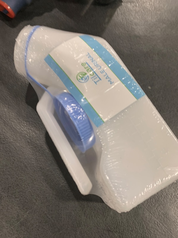 Photo 1 of Urinals for Men Glow in The Dark Lid by Tilcare (1 Pack) - 32oz/1000mL Thick Plastic Mens Bedpan Bottle with Screw-on Lid - Spill Proof Portable Pee Bottles - Travel Urine Collection Containers