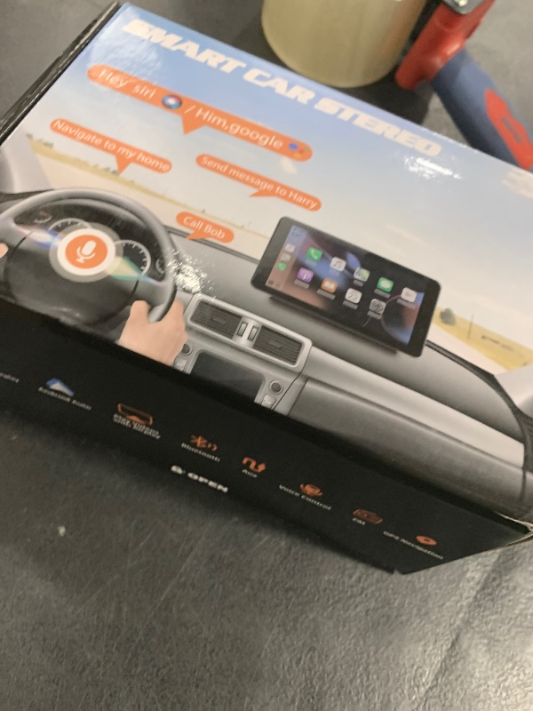 Photo 1 of Apple Carplay Screen for Car, 7" HD Portable Car Stereo Touch Screen with Wireless Android Auto, Backup Camera with LED/Mirror Link/Voice Control/Bluetooth/GPS/AUX/FM Satellite Radio for All Vehicles