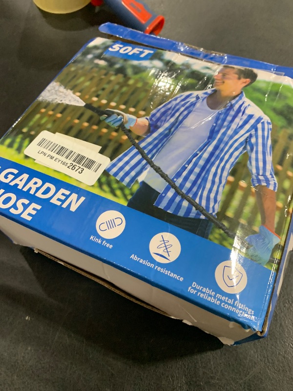 Photo 1 of Toolasin Garden Hose 50ft, Non-Expanding, Lightweight, Leak-Proof Metal interface, No-Knots, Portable, Wear-Resistant, Sturdy, Flexible, 3/4GHT, Water Hose for Yard, Garden