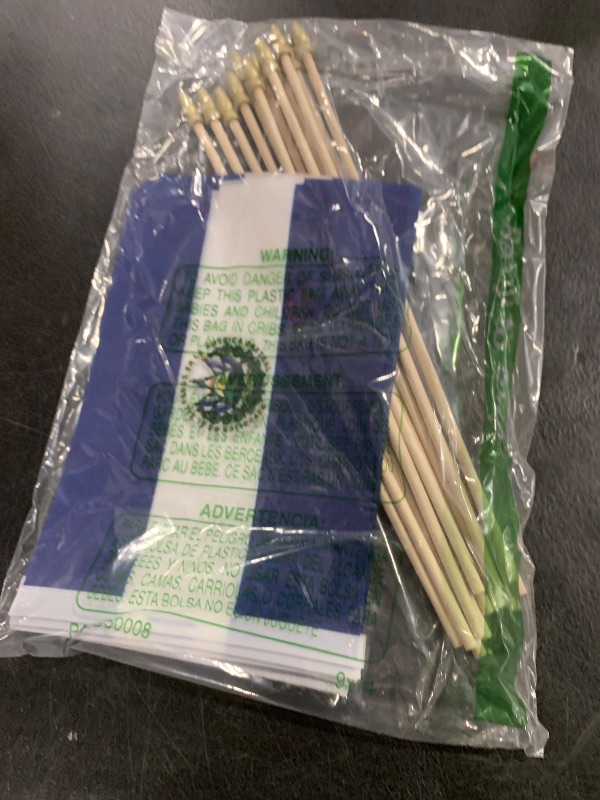 Photo 1 of HSQCEZ 12Pcs Small Salvador Flags on Wooden Stick Mini El Salvador Flag Hand Held Flag Decorations,5x8 Inch