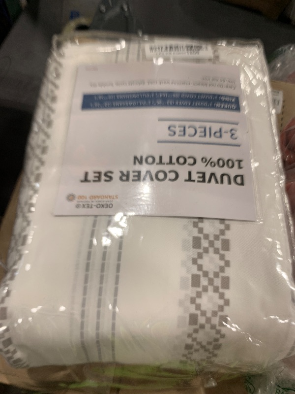 Photo 1 of Bedduvit 100% Cotton Duvet Cover Queen Size - Soft Boho Striped Queen Duvet Cover, Reversible Breathable Duvet Cover Queen with Zipper Closure & 8 Ties (90"x90")